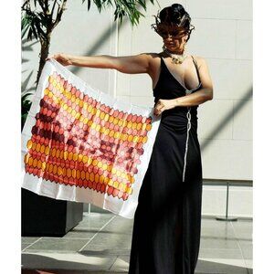 Beehive Patterned Vintage Scarf - A Buzzworthy Accent in Sustainable Fashion